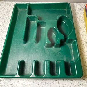 Vintage Rubbermaid cutlery tray - green